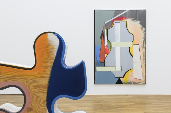 image of Scheibitz installation of paintings and sculptures
