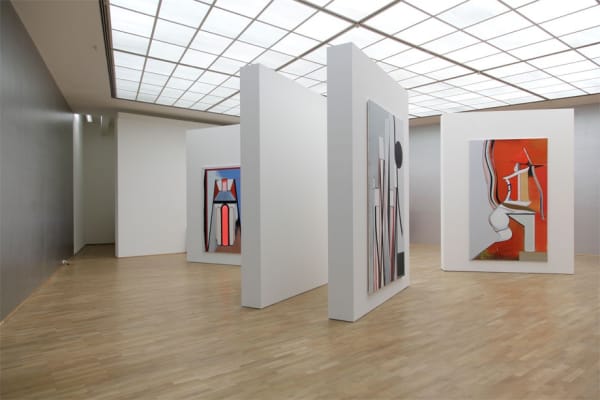 installation view of abstract paintings at MMK