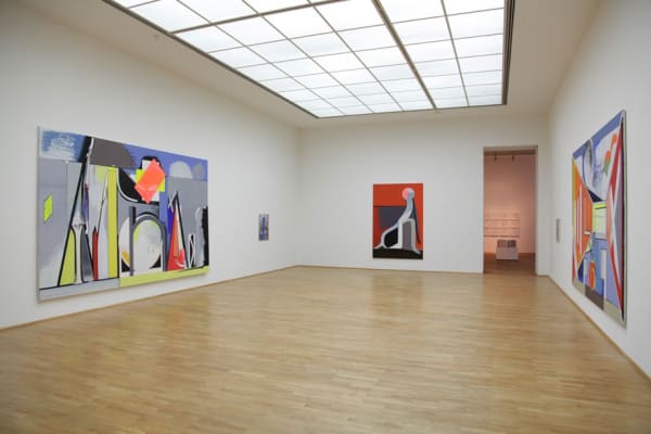 installation view of abstract paintings at MMK