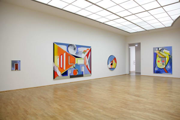 installation view of abstract paintings at MMK