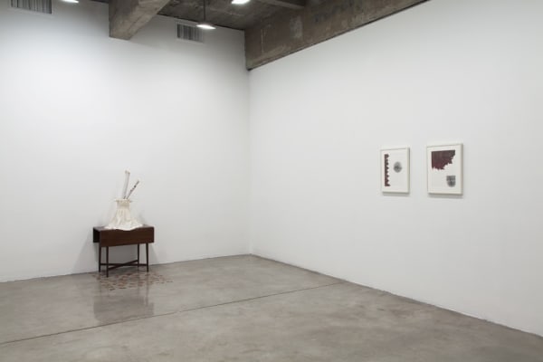 image of Peggy Preheim installation of drawings and one sculpture