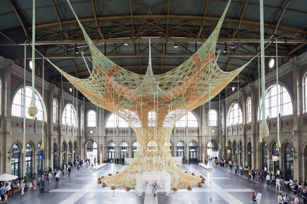 image of Large crochet installation by Ernesto Neto