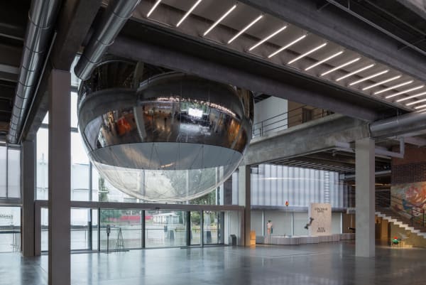 Installation view of Tomás Saraceno: Moving Atmospheres.