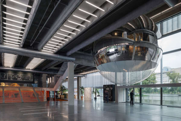 Installation view of Tomás Saraceno: Moving Atmospheres.
