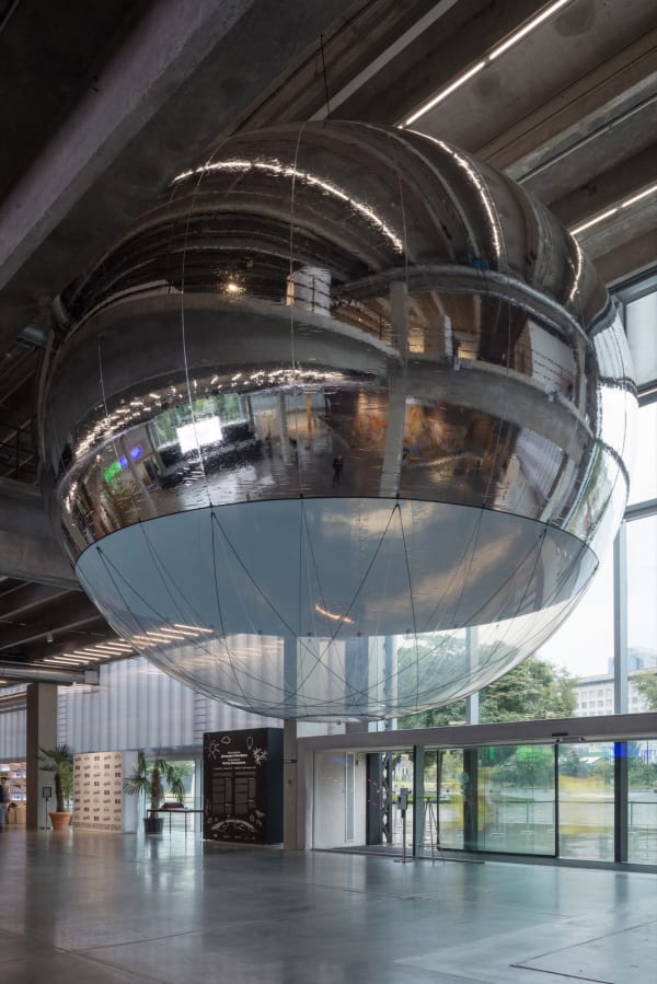 Installation view of Tomás Saraceno: Moving Atmospheres.