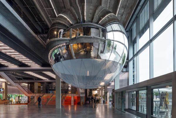 Installation view of Tomás Saraceno: Moving Atmospheres.