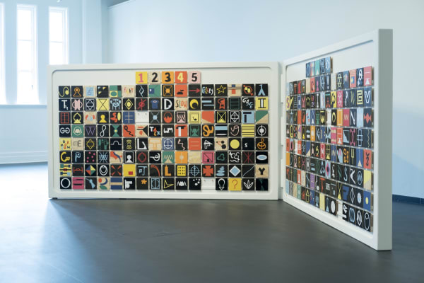 Installation view of Amalia Pica: please open hurry.