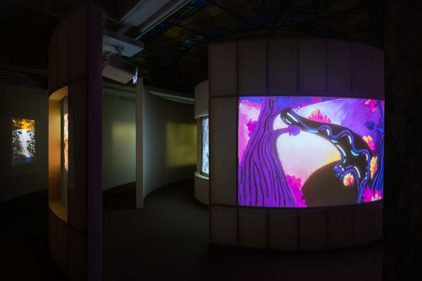 installation image of Nathalie Djurberg and Hans Berg: A Moon Wrapped in Brown Paper
