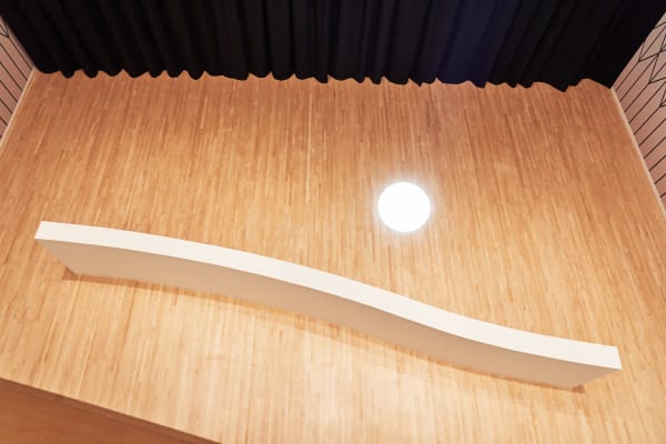 Installation images of Math Bass: a picture stuck in the mirror.