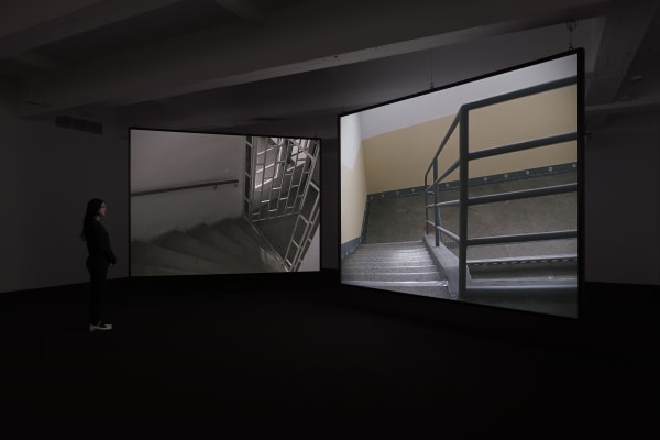 Installation view of Susan Philipsz's Separated Strings, Tanya Bonakdar Gallery, New York, 2022.