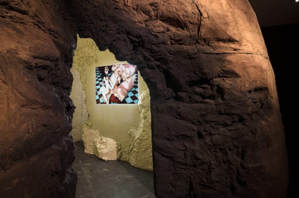 Installation image of Nathalie Djurberg & Hans Berg: The Skin is a Thin Container.