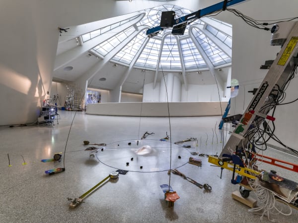 Installation view of Sarah Sze: Timelapse at Solomon R. Guggenheim Foundation, New York.