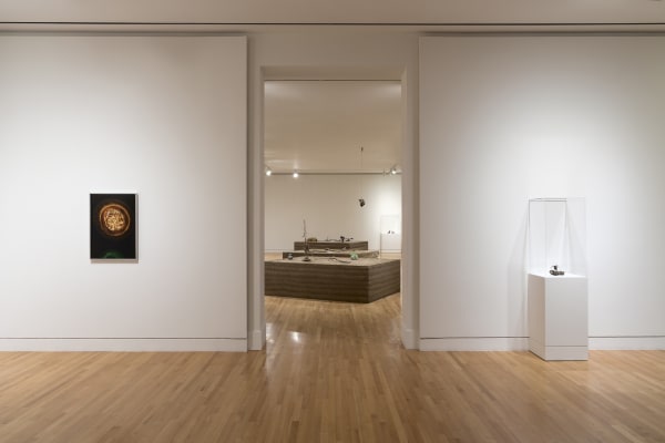 sculptures spaced out in a gallery with white walls and wood floor