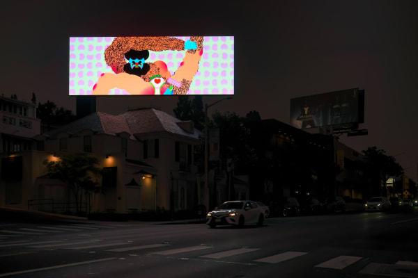 a bright illustrated animation of a figure shaving its leg against a dark city street backdrop