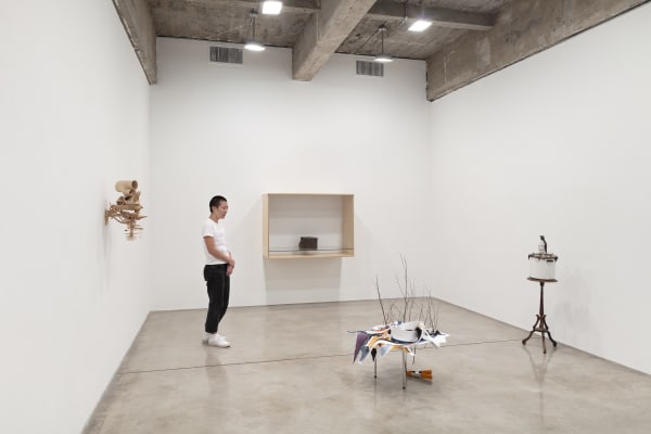 A gallery of sculptures and other artwork