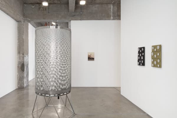 A gallery of sculptures and other artwork