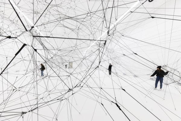 Installation view of Tomás Saraceno: Complementarities at Red Brick museum.