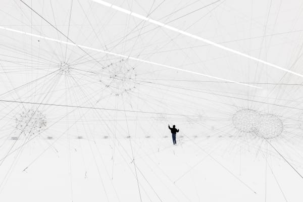 Installation view of Tomás Saraceno: Complementarities at Red Brick museum.