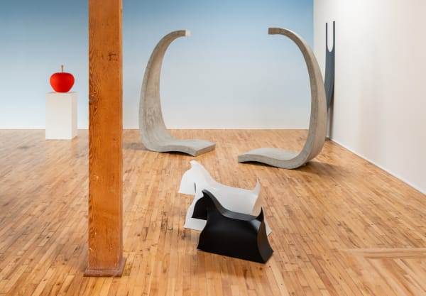 Installation view of Math Bass: Full Body Parentheses at lumber room, Portland.