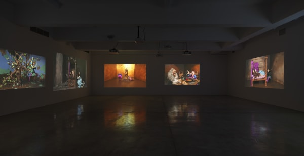 Installation image of Nathalie Djurberg and Hans Berg’s solo exhibition, Only for the Wicked.