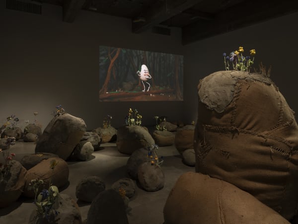 Installation image of Nathalie Djurberg and Hans Berg’s solo exhibition, Only for the Wicked.