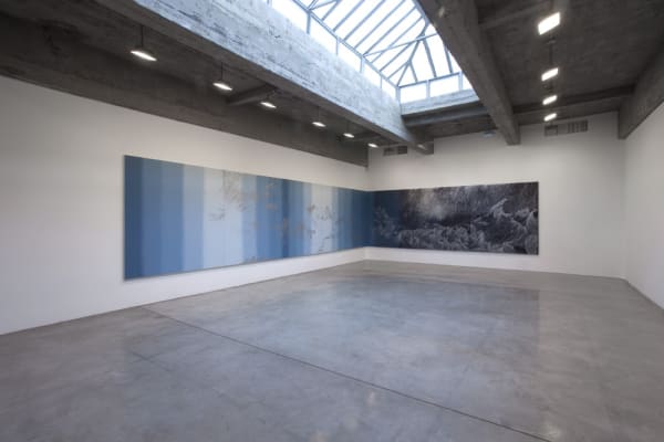 Cinto installation - blue paintings
