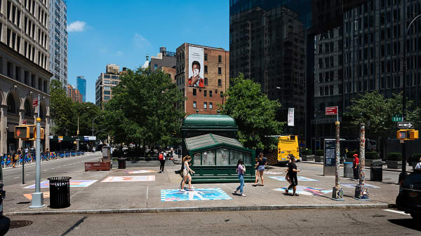 Installation view, Rodrigo Hernández, I am a stranger and I am moving, Installation at Swiss Institute Offsite, Astor Place, New York, 2022.