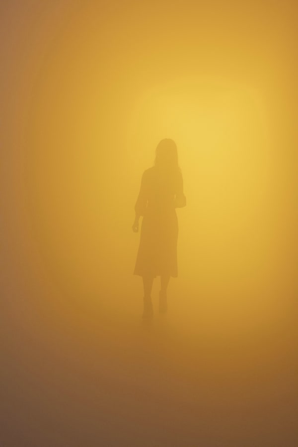 yellow foggy passageway