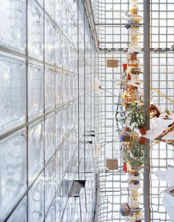 Image of an installation image at Hermes, Tokyo -- multi purpose objects creating a sculpture