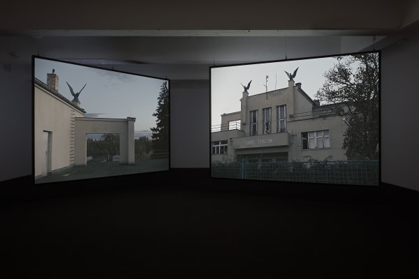 Installation view of Susan Philipsz's Separated Strings, Tanya Bonakdar Gallery, New York, 2022.