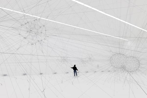 Installation view of Tomás Saraceno: Complementarities at Red Brick museum.