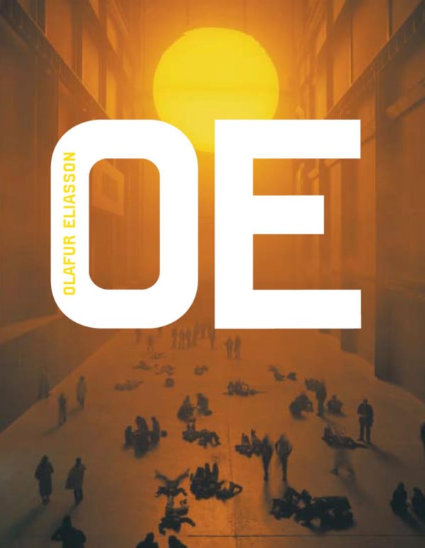Cover of Olafur Eliasson monograph book featuring The Weather Project in Tate turbine hall