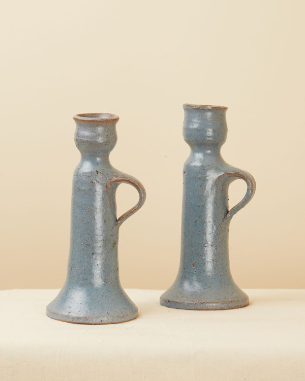 FRENCH GLAZED CANDLESTICKS (PAIR 1)