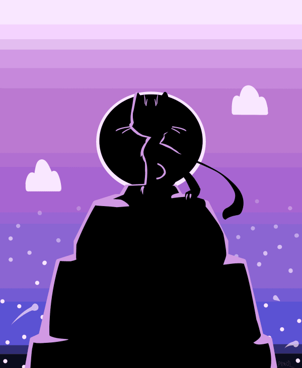 Pixyl 101. Total Eclipse of the Cat, 2022 digital art 8 x 6 in