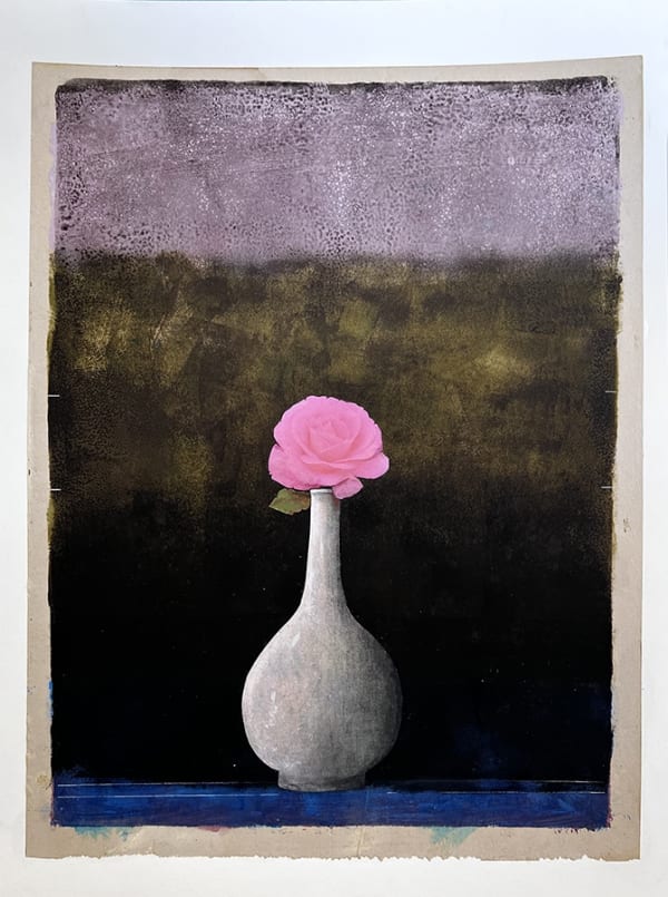 Michael Kellers, Bottle Vase With Pink Flower, 2024