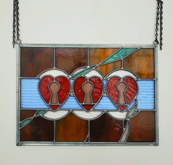 Joan of Art 45. Rub a Dub Dub Joan of Art stained glass 16 7/6 x 12 in