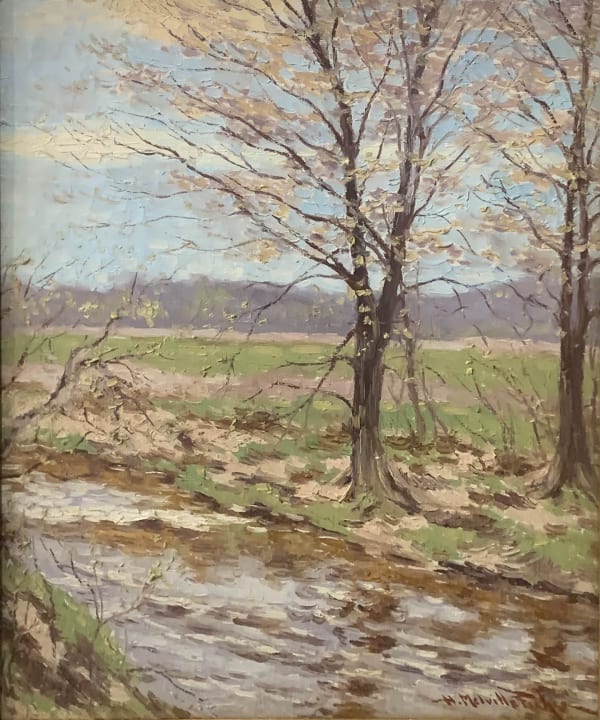 Hugo Melville Fisher, Countryside Scene with Trees and Stream