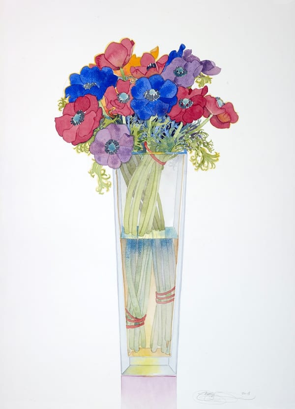 Gary Bukovnik, Anemonies in a Tall Vase, 2018