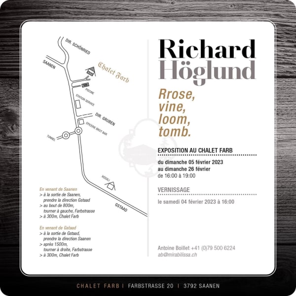 Richard Höglund Presents Works in Gstaad, Switzerland