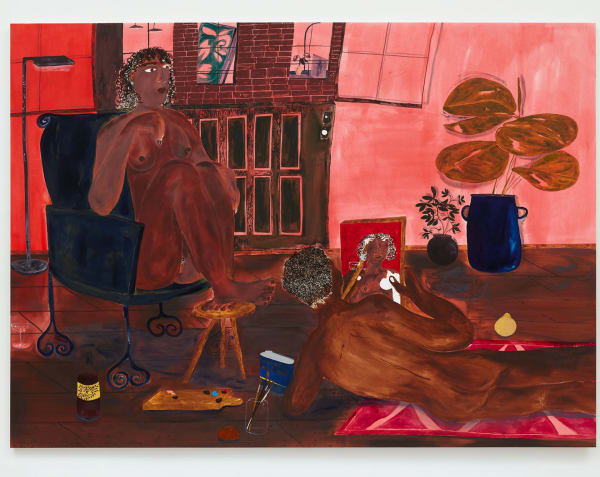 Marcus Leslie Singleton Space Heater, 2024 Oil, spray paint, and glitter on panel 80 x 110 in (203.2 x 279.4 cm)