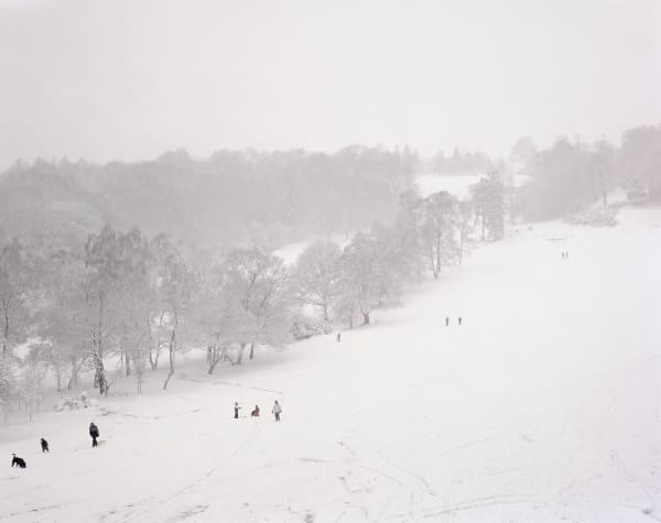 Simon Roberts Tobogganing on the seventeenth hole, Tandridge Golf Course, Surrey, 2008 - pigment print, edition of 25, 30 x 30 cm, £450 + VAT unframed.