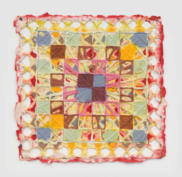 Untitled, c. 1984 Acrylic, thread and string on HMP paper 13 x 12 1/2 in 33 x 31.8 cm (ALS 375)
