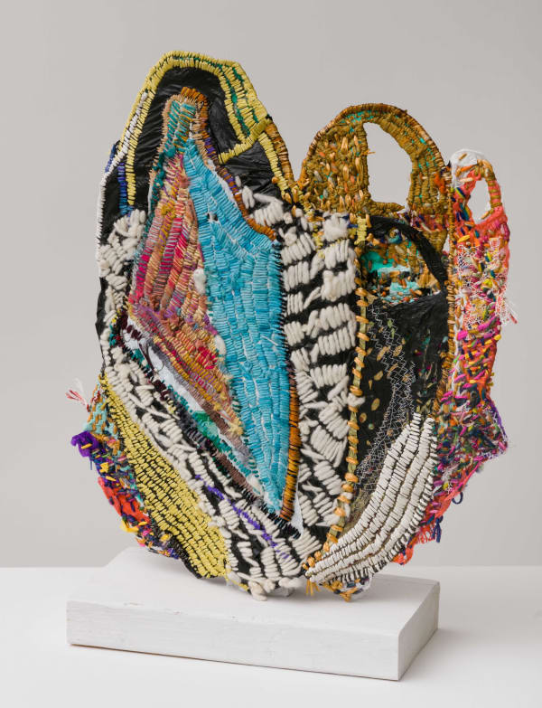 Josh Blackwell Neveruses (Weave Chip Cover) 2016 Plastic, wool, silk, thread, wire 18 x 14 x 5.5 inches (45.7 x 35.6 x 14 cm) JBl 8