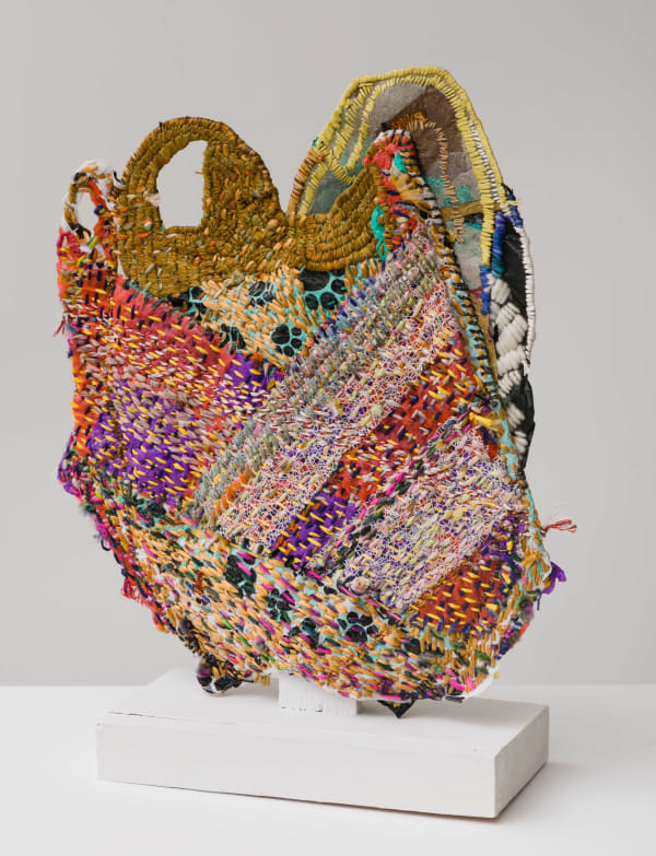 Josh Blackwell Neveruses (Weave Chip Cover), (alternate view) 2016 Plastic, wool, silk, thread, wire 18 x 14 x 5.5 inches (45.7 x 35.6 x 14 cm) JBl 8