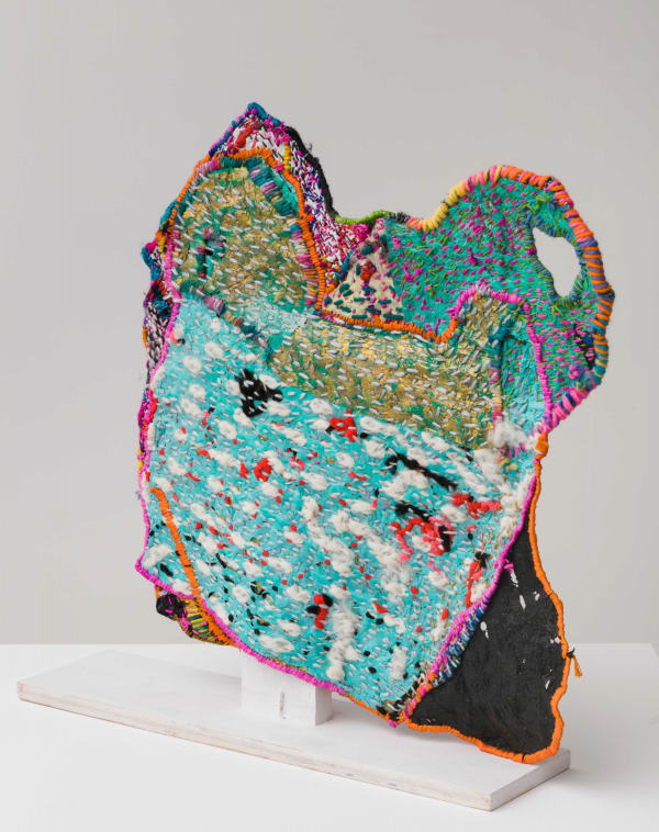 Josh Blackwell Neveruses (Unprincipled) 2014 Plastic, wool, silk, paint, paper 15.5 x 15 x 4 inches (39.4 x 38.1 x 10.2 cm) JBl 12