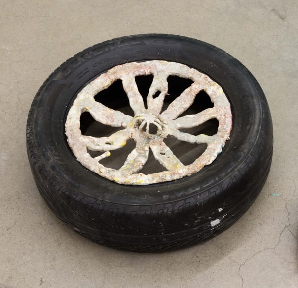 Volker Hüller Untitled 2016 Ceramic, rubber tire d: 24 inches (61 cm); h: 8 inches (20.3 cm) VH 247