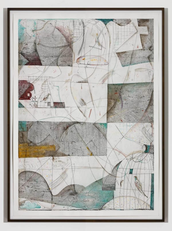 Volker Hüller L.I.T.S. (Trouble in the Birdcage) 2016 Hand colored etching 77.5 x 56 inches (196.9 x 142.2 cm) VH 244