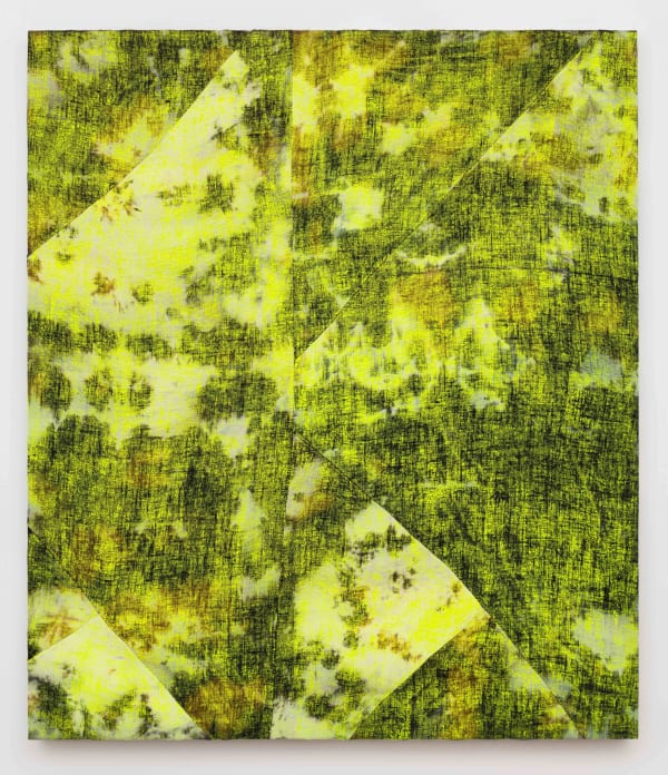 La Brea X 2015 Acrylic, dye and burlap 79 x 68 inches (200.7 x 172.7 cm) ENe 113