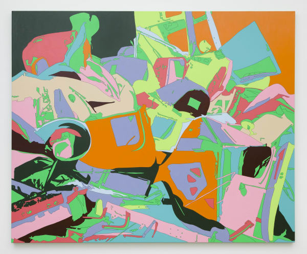 Martha McMillan Roberts: Conservation. Scrap iron and steel. Auto "graveyards" of usable parts. Non-ferrous materials are burned out and the steel chassis and dealers. Such yards as these supply tons of scrap iron, steel and rubber yearly which in. 2014 Acrylic on canvas 70.87 x 86.61 inches (180 x 220 cm) LRu 29