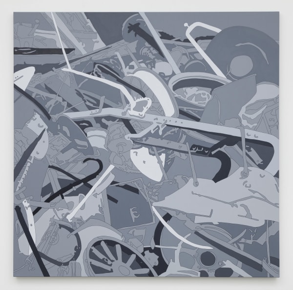 John Collier: Fort Kent, Maine (vicinity). Salvage drive for scrap metal at 4:30 p. 2014 Acrylic on canvas 70.87 x 70.87 inches (180 x 180 cm) LRu 26